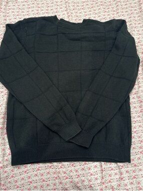 Van Heusen Green Crewneck Sweater with Subtle Grid Texture